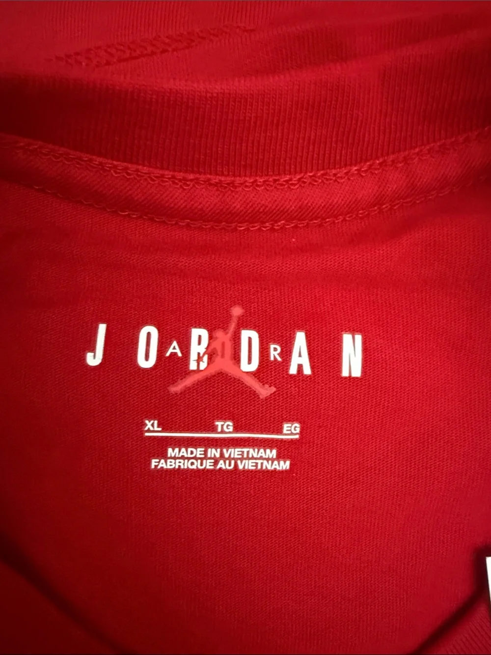 Jordan Red Short Sleeve Graphic Tee with Black & White Logos
